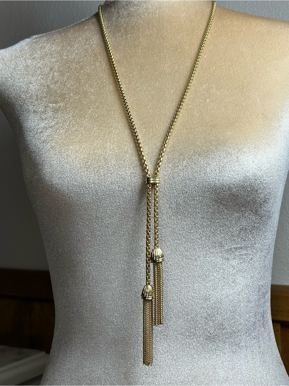 J. Crew Gold Double Tassel Lariat Necklace